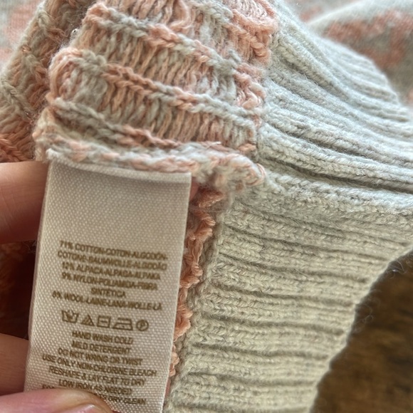 Free People Cream & Pink Cheetah Print Cropped Sweater - Picture 6 of 7